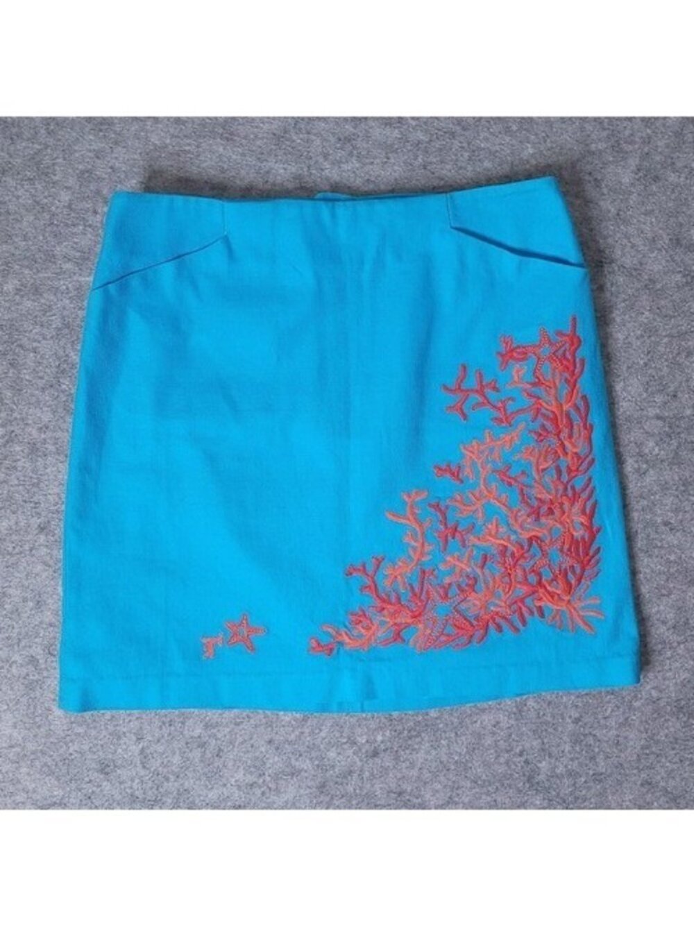 Lilly Pulitzer Roslyn Mini Skirt Size 0 Turquoise Embroidered Starfish Coastal